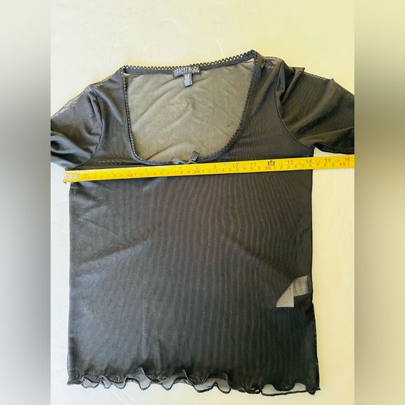 Current Mood Black sheer long sleeve top extra long bell sleeves Gothic Emo US M - Picture 10 of 15